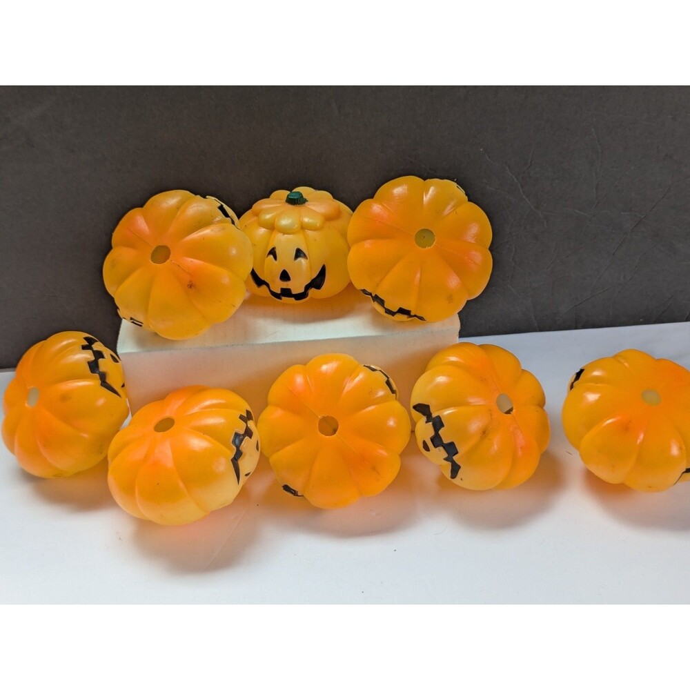 Vtg Blow Mold Plastic Jack O Lantern Pumpkin Replacement Light Covers Lot Of 8 - Picture 6 of 8